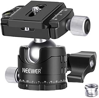 Neewer Professional 28MM Low-Profile Tripod Ball Head 360 Degree Panoramic Rotating with 2 Lock knobs, 1/4 inch QR Plate and Bubble Level for DSLR Cameras Tripods Monopods Slider, Max Load 11lb/5kg