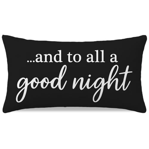 HERHOME Christmas Lumbar Pillow Cover 12x20 Inch, Black