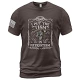 I Put The Tism in Patriotism Shirt, Raccoon Shirt for Men, American Flag Shirt 2 (Brown-2XL)