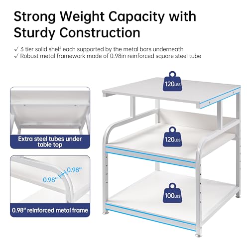 Image of Fannova 25.6 inchx23.6 inchx30.9 inch Extra Large White Printer Stand with Storage