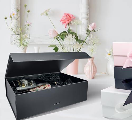 Boîte cadeau noire aimantée et rigide WARMGBOXCO, l'emballage premium pour vos objets précieux