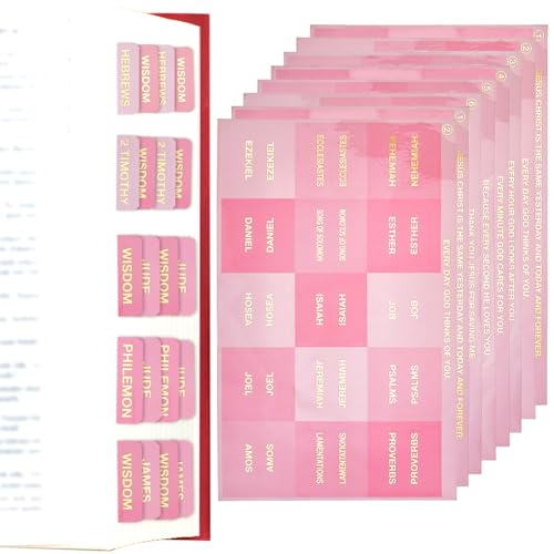 DICOSMETIC 12 Blatt 180Pcs Laminierte Bible Tabs Rose Bible Tabs Bibeljournaling-Zubehör Christliches Geschenk für Frauen Leicht zu lesende und anzuwendende Bibel-Journaling-Tabs