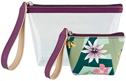 Derrière la Porte Set of 2 Duo Pencil Case with Exotic Flowers Design, Multicolored