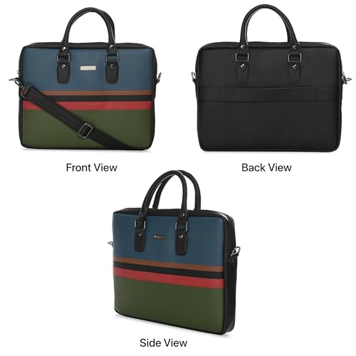 Image of Vaku Luxos MILAN 14 Inch Laptop Bag Leather Collection Messenger Organizer Shoulder Sling Office Bag for Men & Women With Adjustable Strap for Laptop and MacBook up to 14 inch