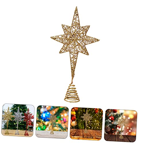 Adorno de Navidad estrella de ocho puntas dorada Abaodam decorativa para árbol 6