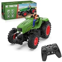 Uarzt Remote Control Tractor Toys for Kids 3-5, RC Tractor Toy with Farmer & Light,124 Scale, Rechargeable Farm Toy Tractor for Toddler Toy Set Birthday Gifts for 3 4 5 Year Old Kids Boys Girls
