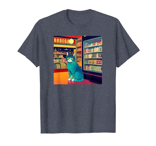 Cool Bodega Cat Meme Store Cat T-Shirt, Men, Heather Blue, Large