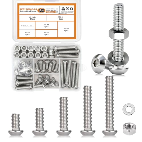 Kit boulons et écrous M8 avec rondelles et clé Allen pour bricolage et réparation mécanique