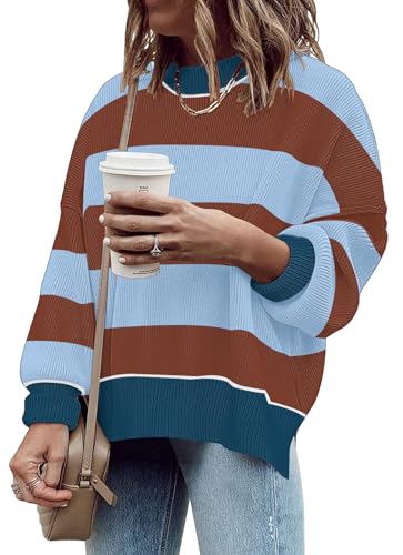 Image of Womens Oversized Sweaters Fall 2026 Fashion Clothes Colorblock Knit Tops