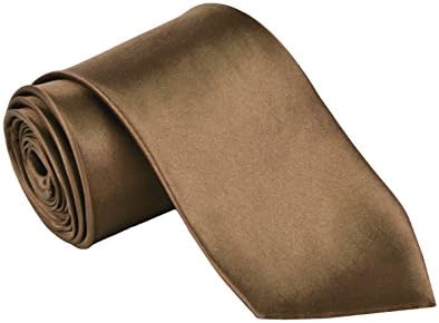 Dabung - Men's Classic Neck Tie - Silk Finish Polyester Necktie - Solid Color Long Ties for Men - Fashion Tie 57" x 3.5" Shiny and Non Shiny - Brown-M