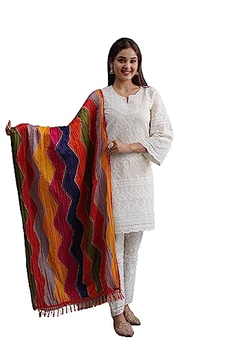 Chikankari Kurtis for Women Pakistani Salwar Kameez Suit Set Indian Dresses Cream White Kurti Pant & Dupatta Set