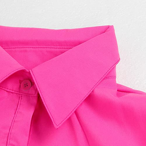 Image of WOKANSE Women's Cute Babydoll Dresses Casual Loose Puff Sleeves Ruffle Hem Button Down Pleated Shirt Dress