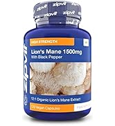 Organic Lions Mane Capsules 1500mg - 120 Vegan Lions Mane Supplement Capsules. Lions Mane Mushroo...