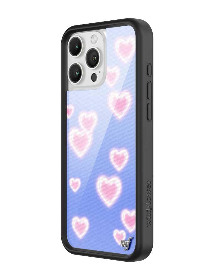 Image of Wildflower Cases - Compatible with iPhone 16 Pro Max| Protective Black Bumper, 6.5ft Drop Test Certified, Women Owned Small Business | Blue Pink Aesthetic Dainty Cute Trendy | Dreamy Hearts