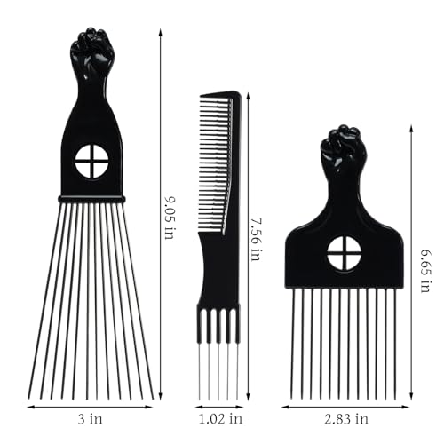 SIMPOR Afro Hair Pick Pack 3 Piezas para Cabello Afro miniatura 2