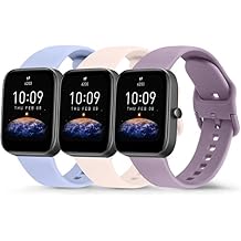 3 Pack Sport bands for Amazfit GTS 4 / GTS 4 Mini / Amazfit GTS 3 /Amazfit GTR GTS 2/2 Mini/2e/Amazfit Bip/ Amazfit Bip 3 Pro/Bip 3/ Bip U/Bip U Pro/Bip Lite, 20mm Quick Release Adjustable Silicone Bands