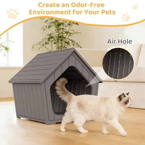image for GULAIMOAO Outdoor Cat House Weatherproof, Clawsable Cat Houses for Out