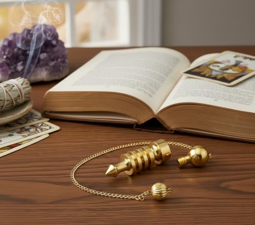 Image of 4 Ring Openable Brass Chamber Pendulum for Reiki Healing, Dowsing & Chakra Balancing - Divination & Meditation Tool for Energy Cleansing