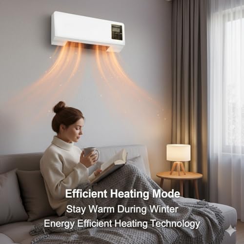 Image of (5 Year Assured Warranty) Mini 2-in-1 Portable Air Conditioner & Heater - Smart Wall Mounted Split AC Cooling & Heating Fan, Energy Efficient Personal Air Conditioner for Home & Office Use