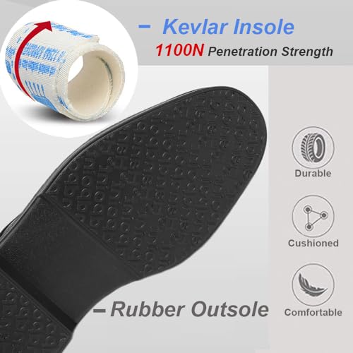 Men's Full Grain Leather Oxford Work Dress Shoes - Classic Black Soft Toe Business Shoes with Kevlar Puncture Resistance4