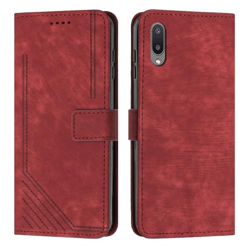 Étui pour Samsung Galaxy A02 housse portefeuille rouge avec porte-carte et dragonne