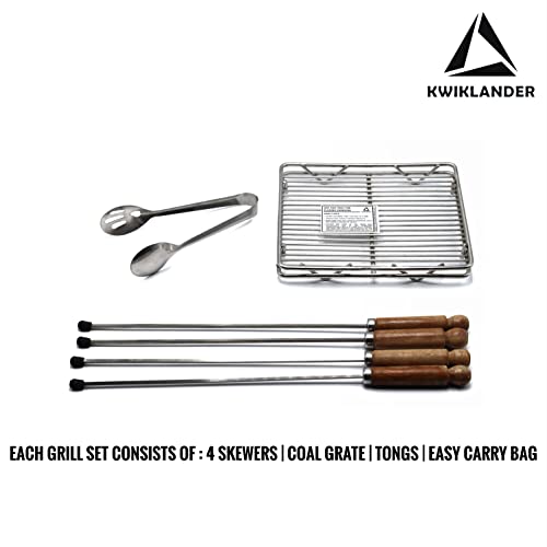 Image of Compact Portable Foldable Stainless Steel Tandoor Charcoal Barbeque Bbq Grill Set With 4 Skewers, Tongs, Bag, Charcoal Tray For Home Outdoor Garden (32 X 28 Cm), Free Standing