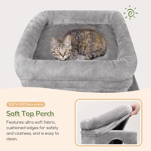 Miniatura 3 de Globlazer Árbol Rascador Para 2-4 Gatos Con 3 Grandi Nidos 40 33 35cm, Plataformas, Tabla Rascar Sisal, Cesta, Juguetes, Estable Torre Rascador Alto 167 Cm Para Gatos Grandes F52b, Gris Claro