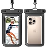 Woyinger Universal Waterproof Case Pouch, with Adjustable Lanyard, Cellphone Dry Bag Compatible for iPhone 16 15 14 13 12 Pro Max Plus Up to 8.3', 'Cruise Ship Kayak Beach Essentials, 1 Pack - Black