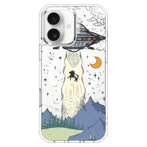 MOSNOVO for iPhone 17 Case | Compatible with Magsafe | Military Grade 6.6ft Drop Tested | Camera Control | Clear with UFO Design