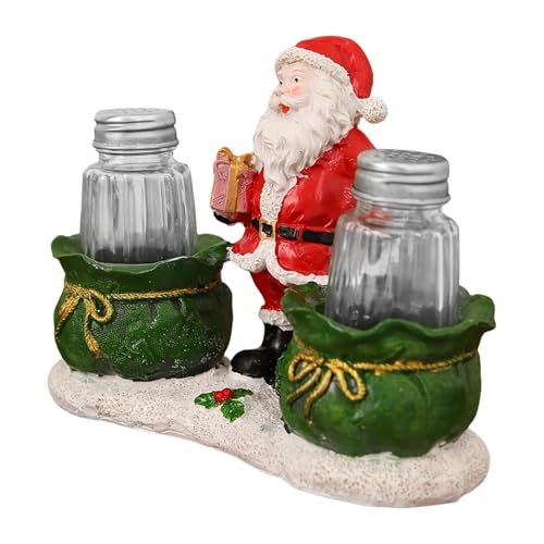 Salero de Navidad, pimentero de Navidad,Saleros con bandeja para cocina | Tanque de esparcimiento de polvo transparente multifuncional, dispensador de azúcar creativo para el hogar