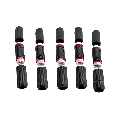 5Pcs Waterproof RJ45 Connector, IP67 Cat6/Cat5E/Cat5 Coupler Shielded for Outdoor Ethernet LAN Cable Extender