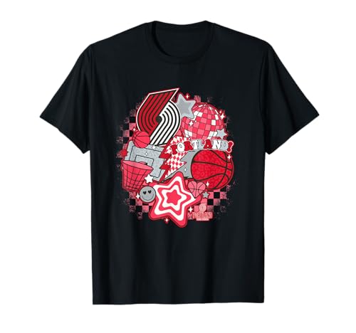 NBA Portland Trail Blazers Psychedelic Basketball Collage T-Shirt