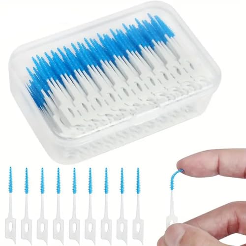 240 cepillos interdentales – palo de hilo dental, limpiador interdental, cepillos dentales, 1 caja, ideal para limpiar los dientes, color azul