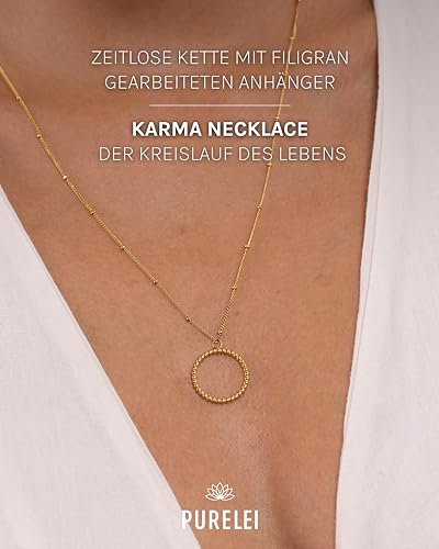 Purelei Karma Kette Damen (Gold) – Halskette Damen aus langlebigem Edelstahl – Wasserfeste Kette mit Anhänger… – Ansicht 2