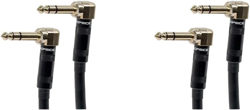 Monoprice 109441 16AWG Cable Cord - 6 Feet- Black & 109439 Premier Series 1/4 Inch (TRS) Male Right Angle to Male Right Angle 16AWG Cable Cord - 1.5 Feet- Black