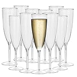 HyHousing 6 Oz Clear Plastic Champagne Glasses 16 Pack, Hard Disposable Plastic Champagne Flute Ideal for Home Daily Life Party Wedding Toasting Drinking Champagne (CF1-16)