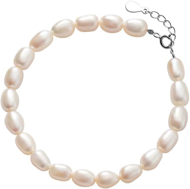 Dainty 14K Yellow Gold Pearl Beaded Bracelet,Freshwater Cultured White Pearl Bracelet for Women,Gift for Mom,Girlfriend,Wife