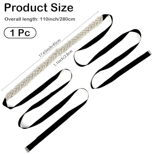 CRASPIRE Rhinestone Dress Sash Black Bridal Belt Metal Alloy Bling Crystal Glitter Satin Ribbon Chain Handmade Diamond Decoration Waist Belts for Wedding Party Bridesmaid Prom Gowns Shirt Overcoat2