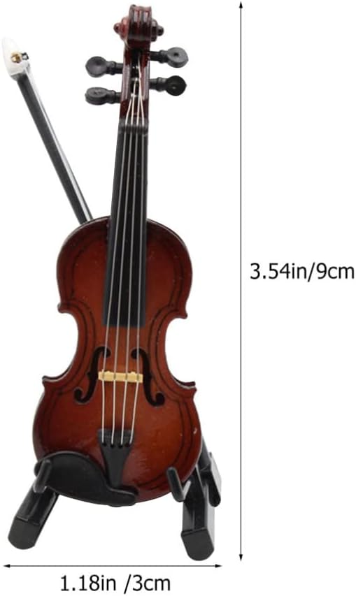 Dollhouse Violin Model Miniature Wooden Violin Toy Display Figurine Toy