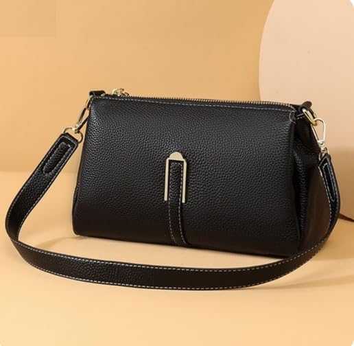 Image of Sling Bag with Main Compartment and Two Inner Pockets, Black Leather Crossbody Bag with Adjustable Strap |Sling bags for women| women Handbags