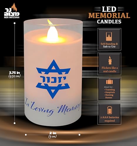 Image of Ner Mitzvah Electric Yahrzeit Candle - LED Votive Candles - Flameless Memorial Candle