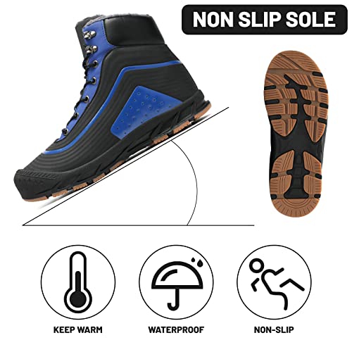 Dahocri Men’s Snow Boots, Insulated Waterproof Winter Shoes Warm Fur Lined Anti-Slip Ankle Boot For Hiking, Backpacking And Construction - Blue 43 #TOP3