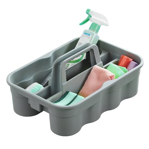 Cesta para artículos de limpieza reforzada con compartimentos estables para botellas 6