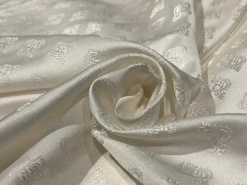 Tissu brocart de soie jacquard ivoire pour confectionner votre robe de mariage