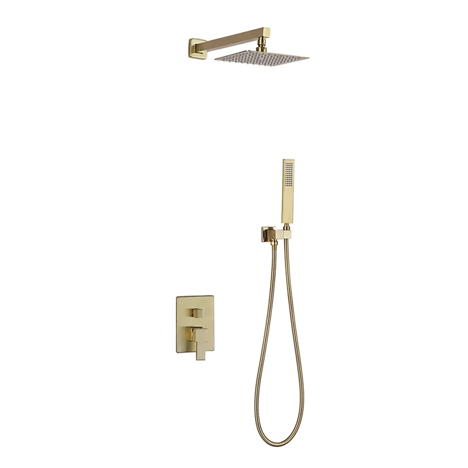 Système de douche en or brossé doté d'un ensemble de robinet à 2 fonctions avec pommeau de 8 po
