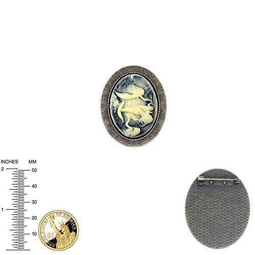 Image of Floral Pin Brooch Antique Brass Flower Decor Fashion Cameo Jewelry Pouch for Gift