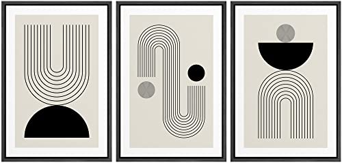 wall26 Framed Wall Art Print Set Boho Black and Gray