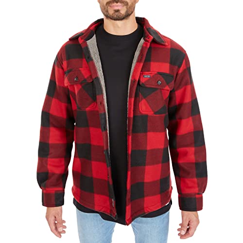 Image of Smith's Workwear Men's Sherpa-lined Plaid Fleece Shirt Jacket