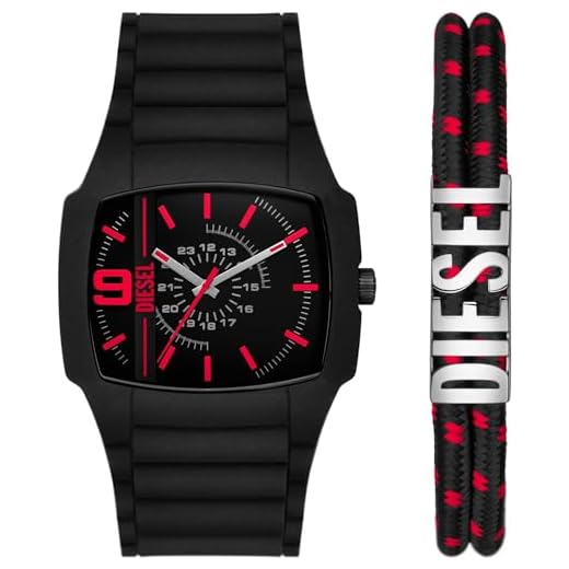 Diesel Montre pour homme Cliffhanger 2.0 mouvement quartz/3 aiguilles boîtier 45mm avec bracelet en silicone DZ2191set