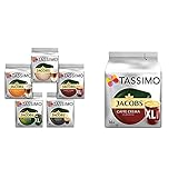 Tassimo Kapseln, Probierbox mit 5 Sorten für 64 Getränke, 5er Vielfaltspaket & Kapseln Jacobs Caffè Crema Classico XL, 80 Kaffeekapseln, 5er Pack, 5 x 16 Getränke